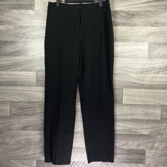 Talbots Womens Dress Career Pants Black Stretch Mid Rise Flat Front Pockets 10 - Picture 1 of 12